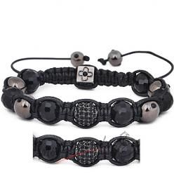 Shamballa náramek  černá třpytivá kulička
