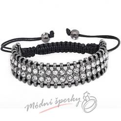 Shamballa náramek s čirými krystaly