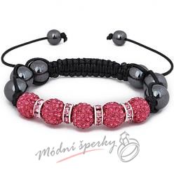 Shamballa náramek pink with line