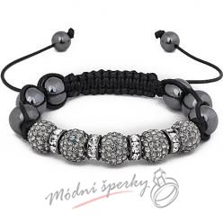 Shamballa náramek grey with line