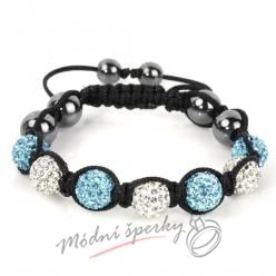 Shamballa náramek modro - čiré korálky
