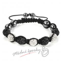 Shamballa náramek černo čiré třpytivé korálky