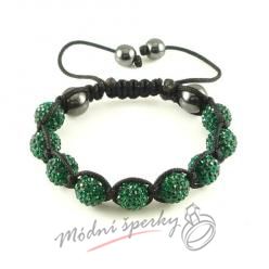 Shamballa náramek tmavě zelený
