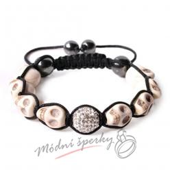 Shamballa náramek - White skulls