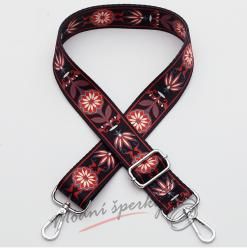 Popruh na kabelku - Red folk flowers